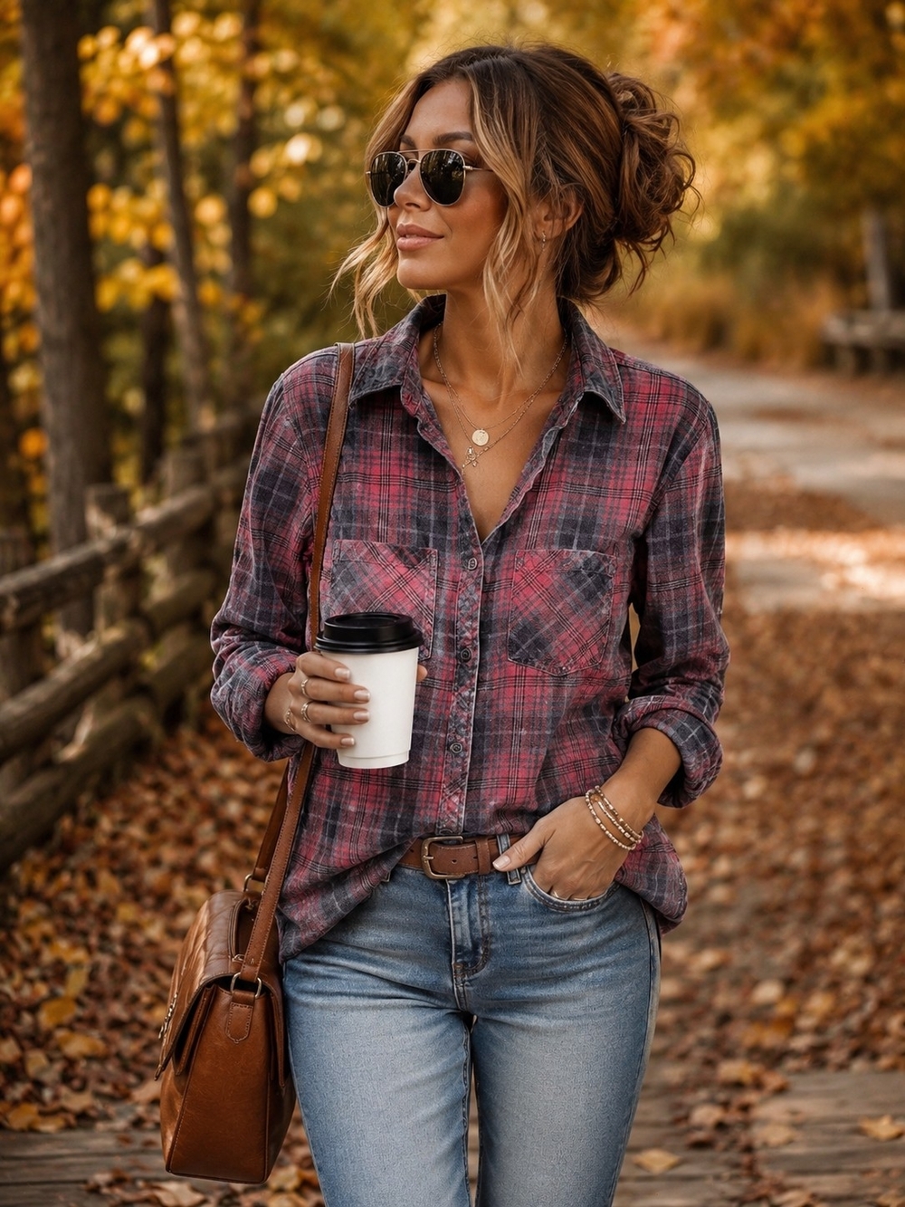 Maurices Acid Splash Plaid Button-Down Shirt